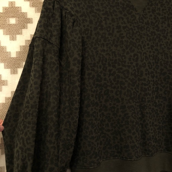 Ulla Johnson Lula Forest Green Leopard Pullover Sweatshirt - Picture 7 of 9